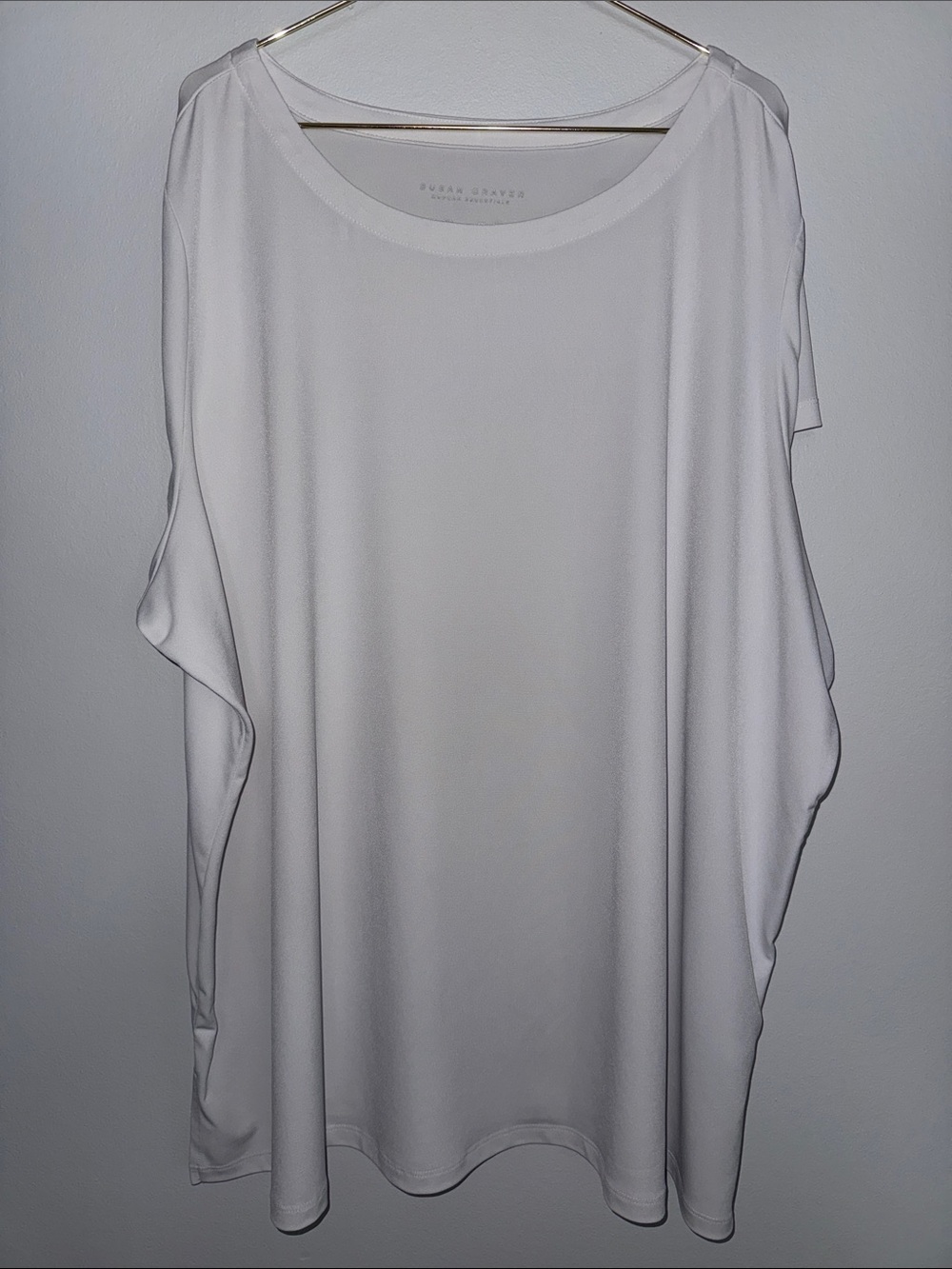Susan Graver Classic White Short Sleeve Scoop Neck Tunic